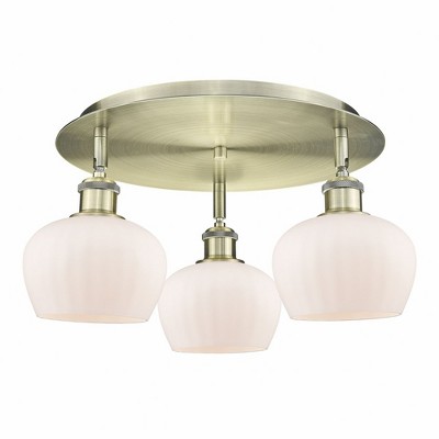 Fenton - 3 Light Flush Mount In Art Deco Style-8 Inches Tall and 18.25 Inches Wide