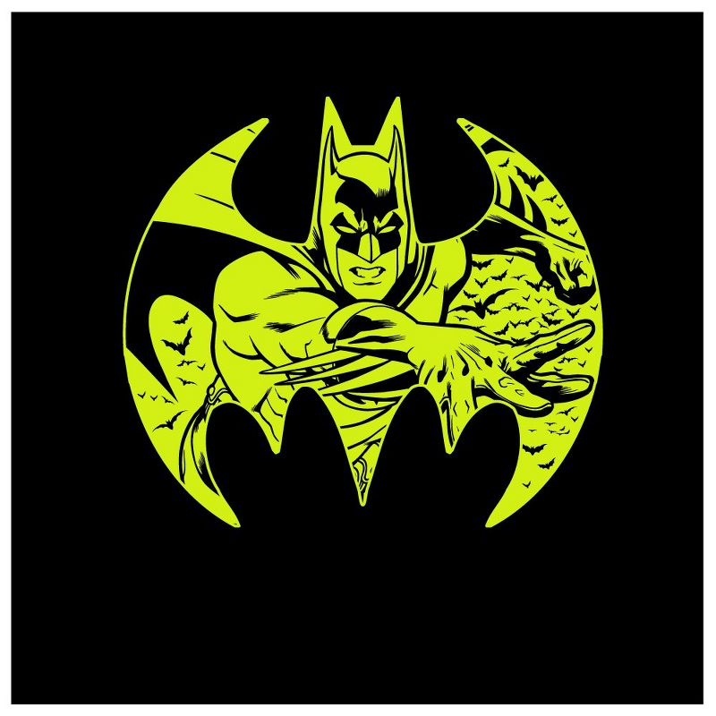 Batman Neon Yellow Logo and Character Black T-shirt Toddler Boy to Youth Boy, 2 of 3