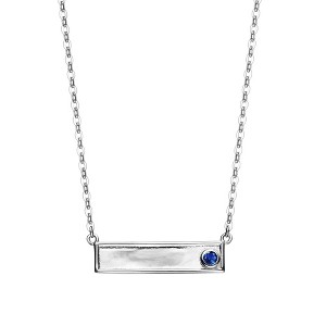 "White Gold Plated Bar Necklace Adorned with Lab-Created Colored Cubic Zirconia – A Chic and Vibrant Jewelry Piece" - 1 of 3