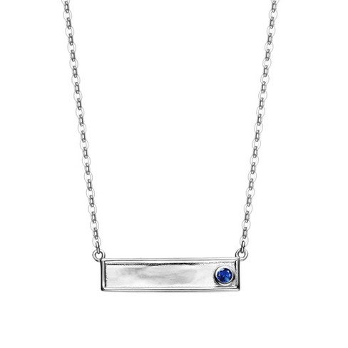 "White Gold Plated Bar Necklace Adorned with Lab-Created Colored Cubic Zirconia – A Chic and Vibrant Jewelry Piece" - image 1 of 3