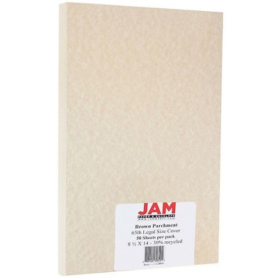 JAM Paper Legal Parchment 65lb Cardstock 8.5 x 14 Coverstock Brown Recycled 17128861