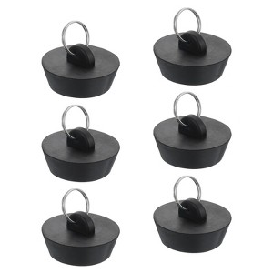 Unique Bargains Rubber Flexible Bathtub Sink Drain Stoppers with Hanging Ring 6 Pcs - 1 of 4