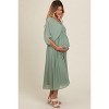 PinkBlush Light Olive Pleated V Neck Maternity Maxi Dress - image 4 of 4