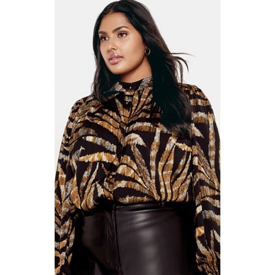 Women's Plus Size Elia Print Shirt - black | CITY CHIC