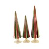 Christmas 14.5" Red And Green Pleated Trees St/3  Decor Ation Gold Glitter Cody Foster  -  Decorative Sculptures - 3 of 3