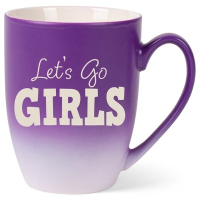 100 North Purple and White Two Toned Ombre, 10 Ounce, Comfortably Fits Your Hands, Ceramic Tea Coffee Cup Mug, Let's Go Girls