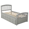 Sapphtopaz Twin Size Bed Frame with Headboard and 6 Drawers, Solid Wood Slats Support Bed, Bedroom Furniture, No Box Spring Needed - 4 of 4