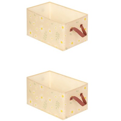 REGALWOVEN Chrysanthemum Print Collapsible Fabric Storage Bin with Handles 2 Pcs