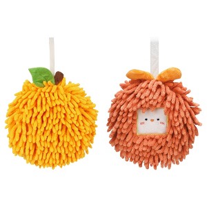 REGALWOVEN 2 Pcs Comfortable Soft Absorbent Chenille Ball Fuzzy Hand Towels - 1 of 4