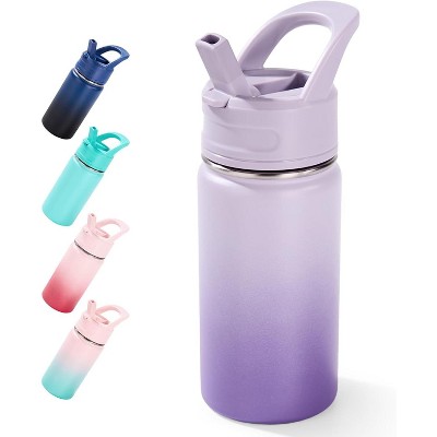 12oz Kids Water Bottle for School, Toddler Water Bottles with Straws, Insulated Water Bottles for Boys&Girls