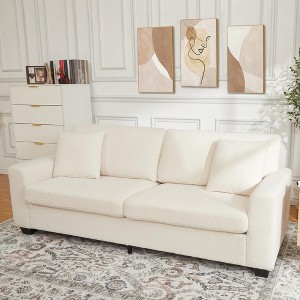 GustoWave 83"W Modern Loveseat Couch, Teddy Velvet Cloud Sofa with Wide Armrest, Removable Washable Cushion Cover - 1 of 4