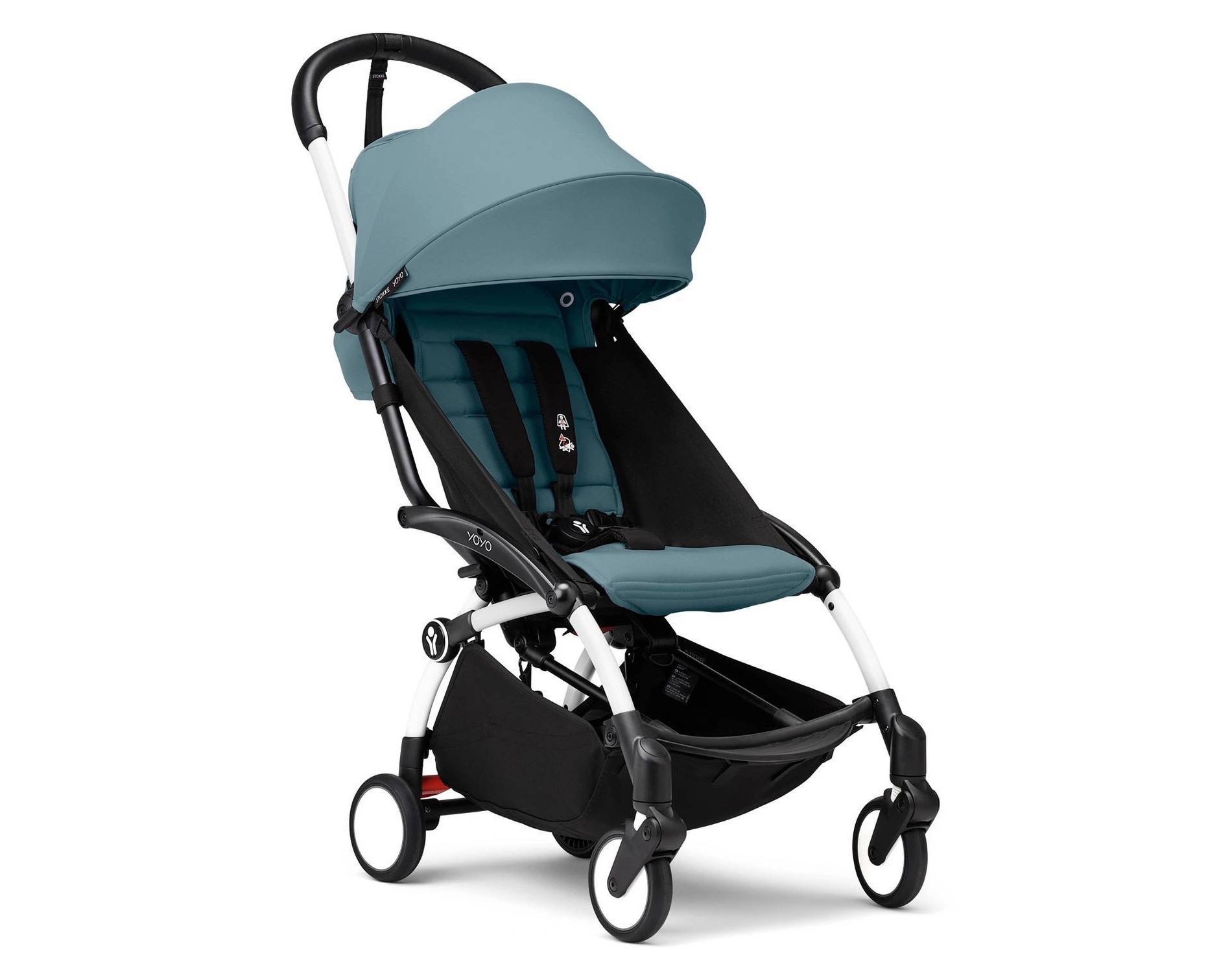 Stokke YOYO³ Stroller Lightweight & Compact Carry-On Compatible - White Aqua - 6m+