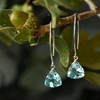 Handmade Dangle Earrings for Women - Aquamarine Blue Quartz Sterling Silver in Gift Box - Sparkly Trendy Long Drop - 3 of 4