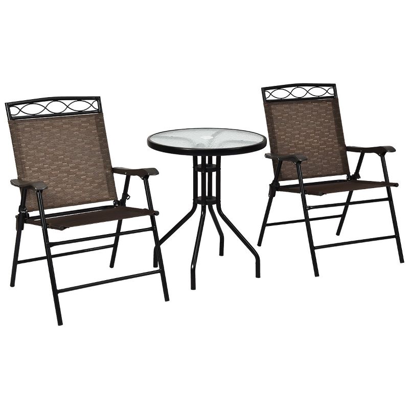 Tangkula 3PCS Patio Folding Dining Set for Backyard Garden Pool with 2 Patio Chairs and Table, 1 of 11