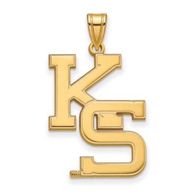 Black Bow Jewelry 10k Yellow Gold Kansas State Wildcats NCAA Extra Large Pendant