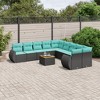 vidaXL 11 Piece Patio Sofa Set with Cushions Black Poly Rattan - 2 of 4