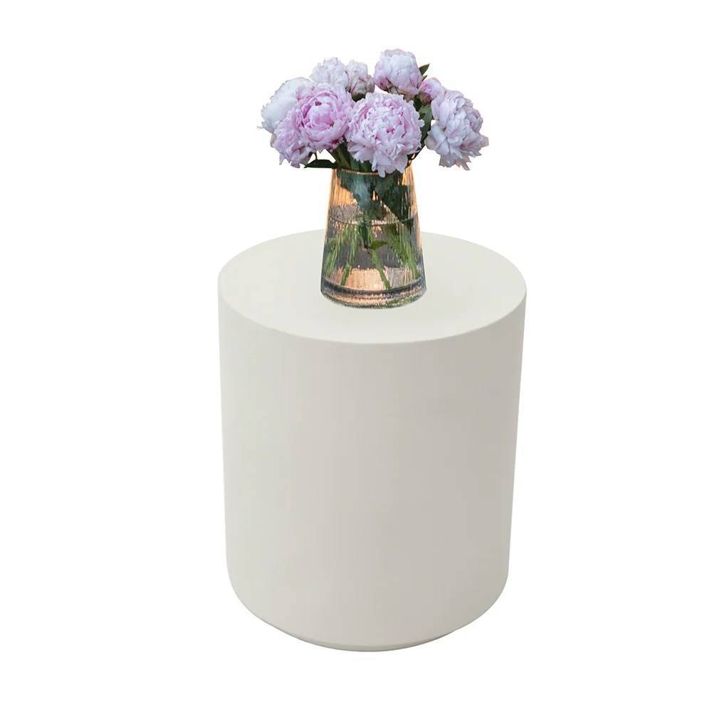 Photos - Coffee Table Envelor Elementi Outdoor Round Concrete Side Table White: Weather-Resistant, No Assembly Required