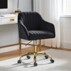 Alex Velvet Height-adjustable Swivel Task Office Chair with Channel-tufted Back and Gold Metal Base | Karat Home - 2 of 4