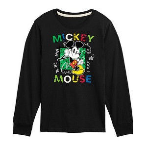 Boys' - Disney - Mickey Mouse Cartoon Pop Long Sleeve Graphic T-Shirt - 1 of 4