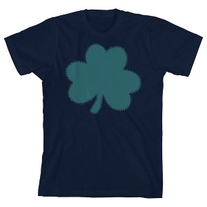 St. Patrick's Day Clover Leaf Crew Neck Short Sleeve Navy Youth T-shirt - 1 of 3