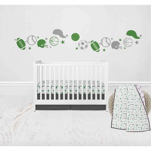 Bacati - Boys Soccer Muslin Green Gray 3 pc Crib Bedding Set - 1 of 4