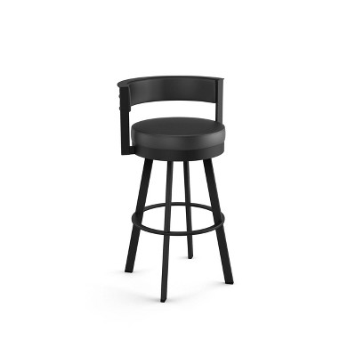 Black Faux Leather and Metal Swivel Bar Stool
