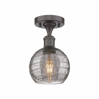 Athens Deco Swirl - 1 Light Semi-Flush Mount In Industrial Style-11 Inches Tall and 6 Inches Wide