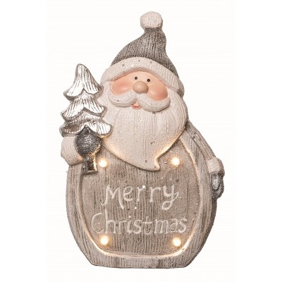 Transpac Resin White Christmas Light Up Winter Santa
