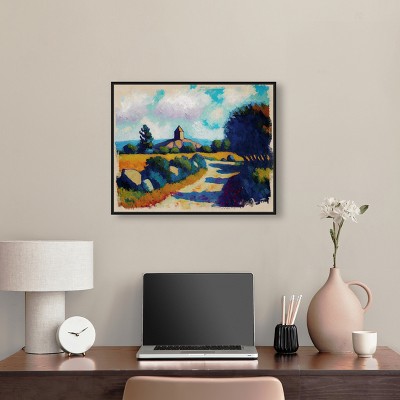 Rustic Chic Farmhouse Landscape Canvas Art with Black Frame, 25" x 21"