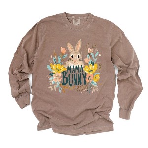 Simply Sage Market Women's Mama Bunny Floral Long Sleeve Garment Dyed Tee - 1 of 4