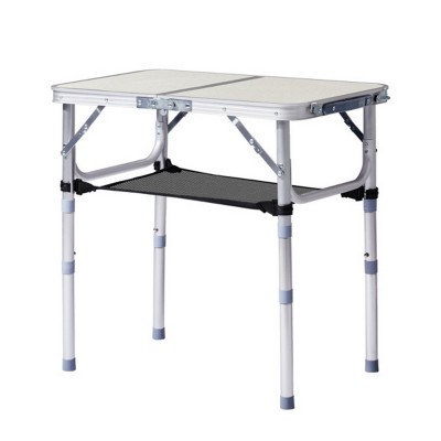 Syemin Folding Tables Outdoor Adjustable Camping Table, 2ft Portable Pinic Table, Foldable Lightweight Patio Side Table, White, 23.82"*15.83"*23.63"