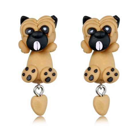 Brown Puppy 3D Dog Dangle Earrings for Girls Ginger Lyne Collection - image 1 of 4