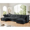 Oversized 156.6" Corduroy Slipcovered U-Shaped Modular Sectional Sofa with French Edges and Removable Covers, 6-Piece Free combination - 3 of 4