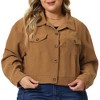 Agnes Orinda Women's Plus Size Lightweight Cropped Button Down Corduroy Trucker Jackets - 2 of 4