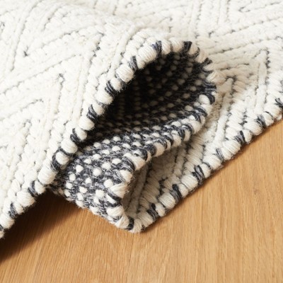 Ivory and Grey Hand-Knotted Wool Runner Rug, 2'3" x 9'