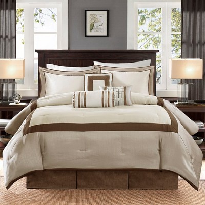Taupe and Brown Queen Microfiber 7-Piece Comforter Set