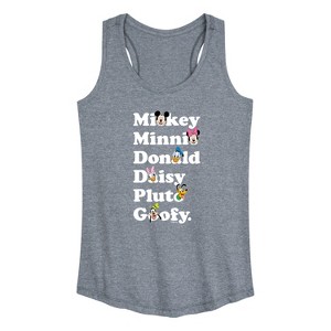 Women's - Disney - Mickey Friends Character List Graphic Racerback Tank - 1 of 4