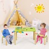 Costway 3 Piece Kids Wooden Table and 2 Chairs Set Children Activity Art Desk Furniture/Activity Art Desk Furniture - 2 of 4