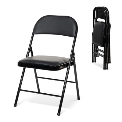 Real Relax Folding Chairs with Padded Seats for Events Home Office, Pu Leather Folding Chair