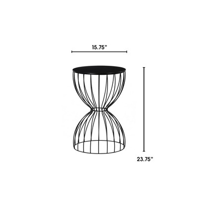 Cami Black Metal and Wood Round End Table