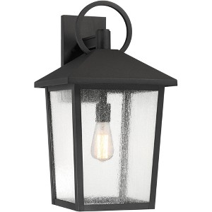 John Timberland Westmont 22" High Modern Outdoor Wall Light Fixture Mount Porch House Exterior Weatherproof Sand Black Aluminum Seeded Glass Shade - 1 of 4