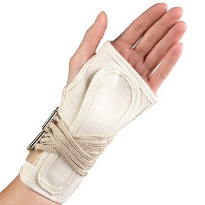OTC Wrist Splint, Cock-Up Lacing, Canvas, White, Left - 1 of 3