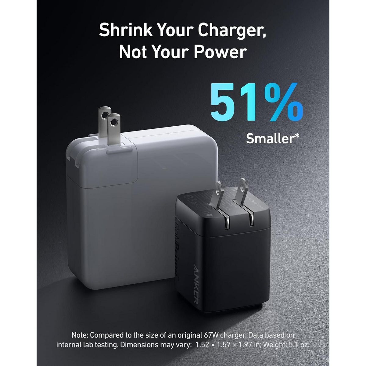 Anker USB Charger Block, 67W GaN Wall Charger, 3-Port Compact Fast Charging - thumbnail 4