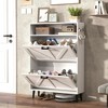 Lirago Farmhouse Shoe Storage Cabinet with Barn Door-Narrow Freestanding Shoe Rack for Entryway Foyer Hallway 31.5"Dx44.7"Lx47.3"H - 2 of 4
