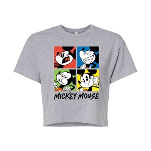 Women's - Disney - Mickey Colorblock Grid Cropped Graphic T-Shirt - 1 of 4