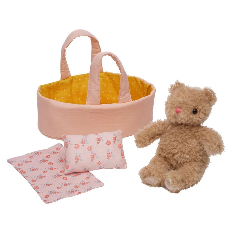 Manhattan Toy Moppettes Bea Bear Stuffed Animal Nurturing Playset with Bear Plush Toy, Fabric Bassinet, Blanket & Pillow, 4 of 9