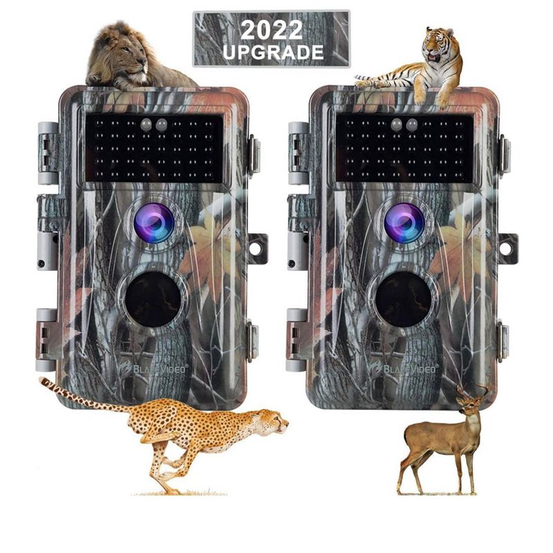 BlazeVideo 2-Pack 24MP 1296P Outdoor Waterproof Night Vision Trail, Game, Photo and Video Cameras with No Glow, Motion Activated, 1 of 8