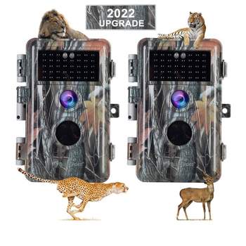 BlazeVideo 2-Pack 24MP 1296P Outdoor Waterproof Night Vision Trail, Game, Photo and Video Cameras with No Glow, Motion Activated