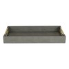 HomeRoots 16" Gray Wood Faux Shagreen Serving Tray With Handles - 4 of 4