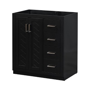 Dexmalle Black 30'' Bathroom Vanity without Sink,Solid Wood Frame Bathroom Storage Cabinet Only - 1 of 4